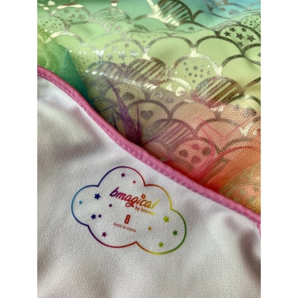 Bmagical Girls Swimsuit One Piece One Side Ruffle Strap Rainbow Mermaid, Size 8 - Picture 7 of 7